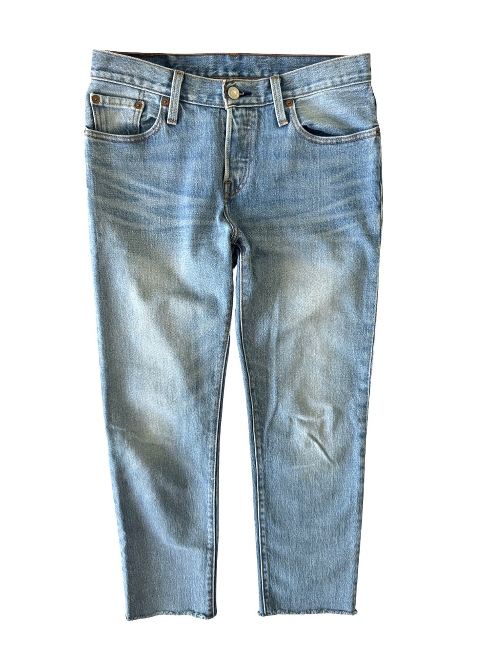 Levi’s 501 CT Women’s 24 Light Wash Cropped Tapered Jeans Raw Hem 25” Inseam